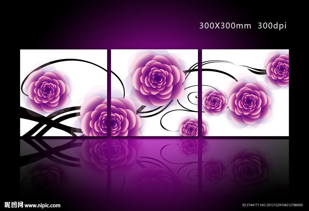 紫色花朵无框画