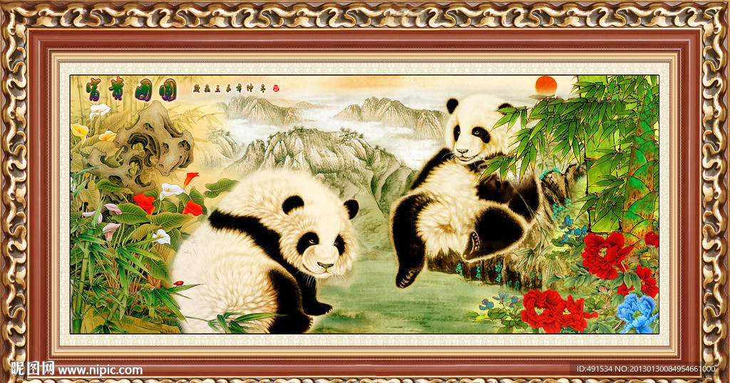 工笔挂画 富贵团圆