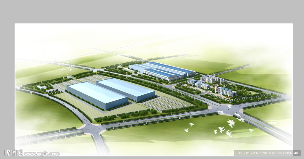 厂区大鸟瞰效果图