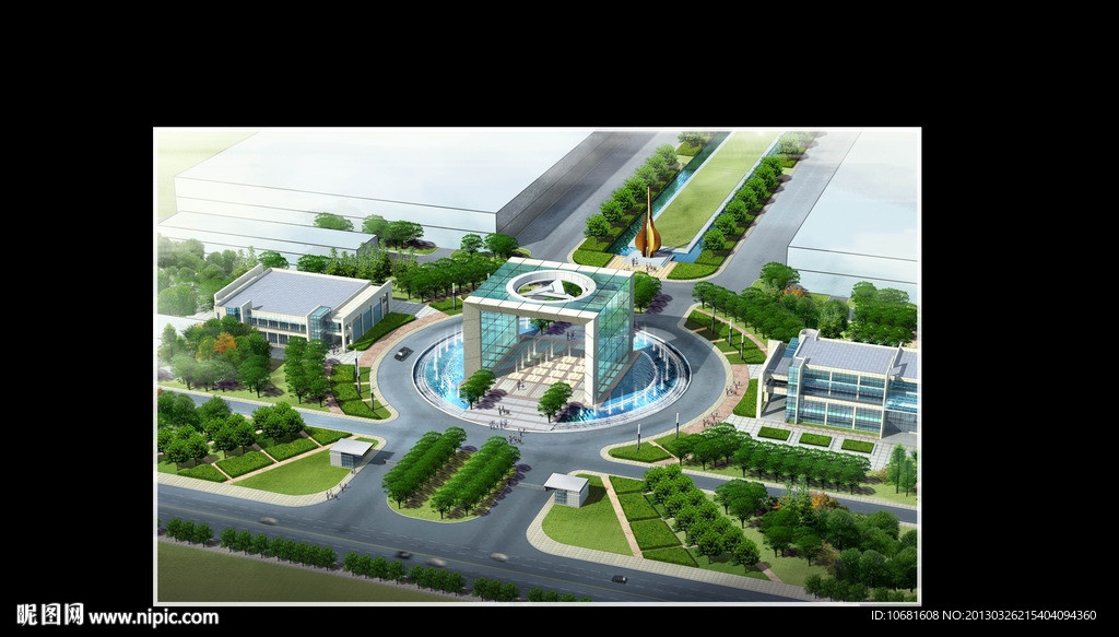 厂区入口主景观鸟瞰效