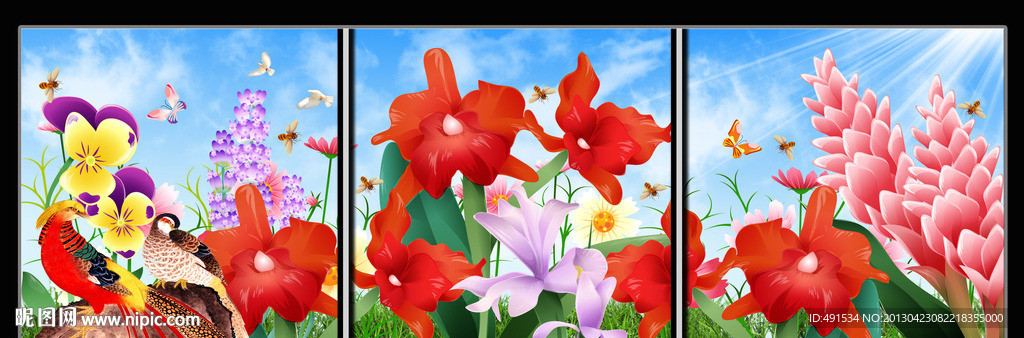 无框中堂画 春满园