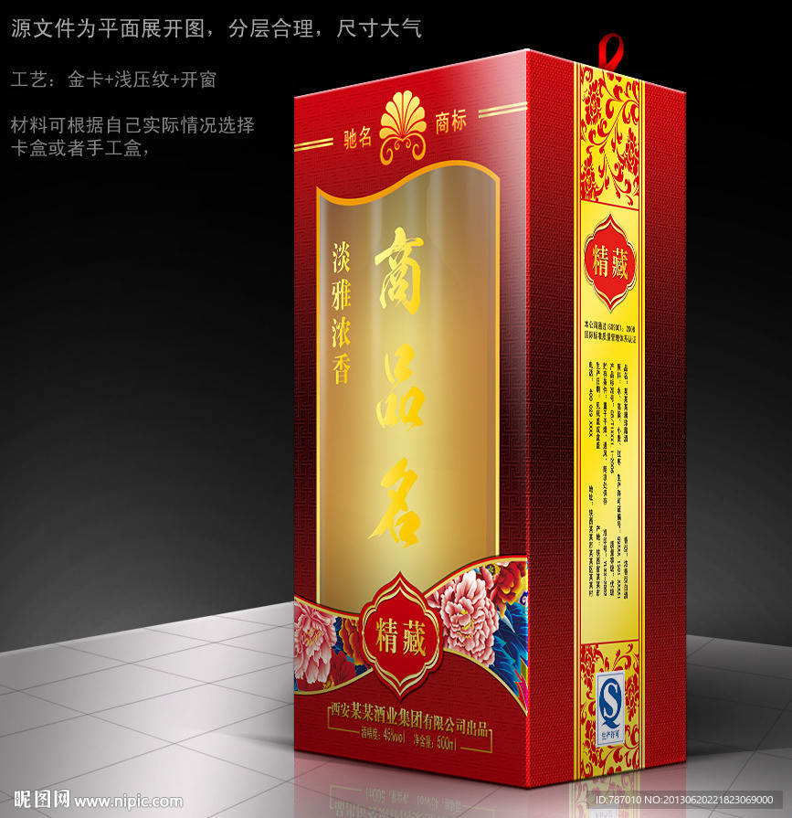 酒包装平面展开图