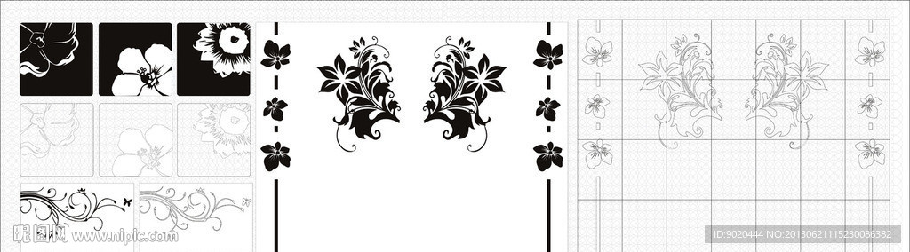 床头花刻绘样板