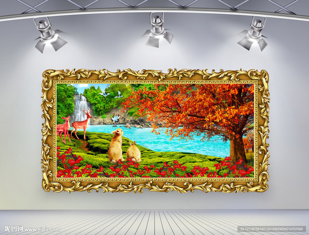 四季如春山水风景画