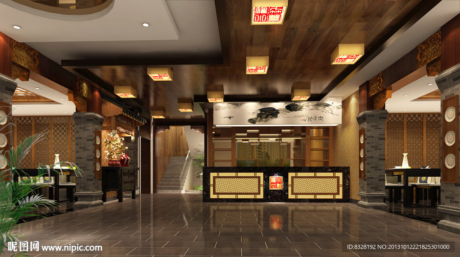 酒店设计 走廊 中式