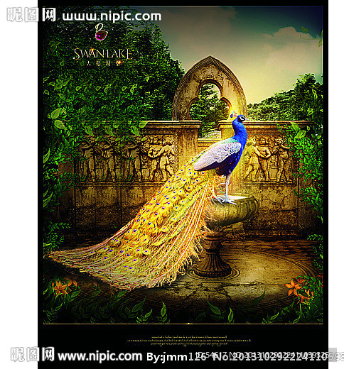 华丽孔雀装饰画