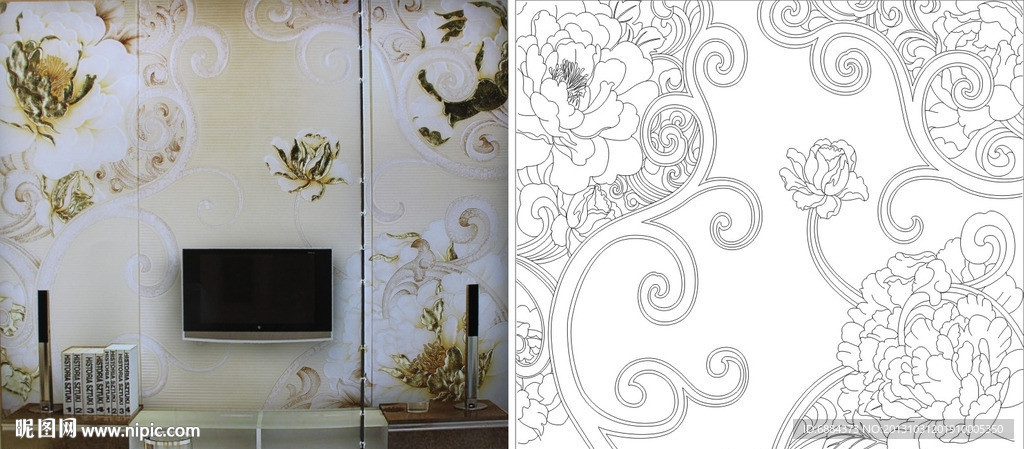 欧式花 线条图 抽象