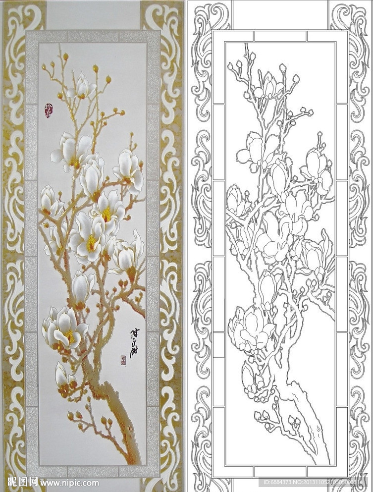 欧式花 百合花 线条