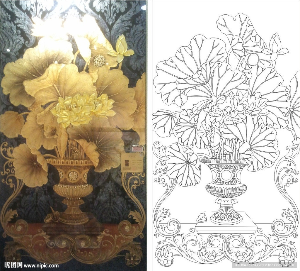 荷花 花瓶 欧式花