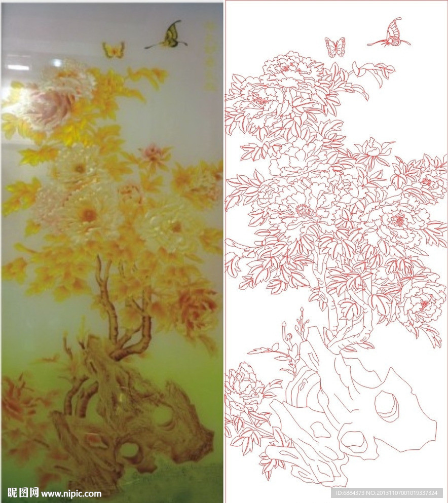 牡丹花 蝴蝶 树