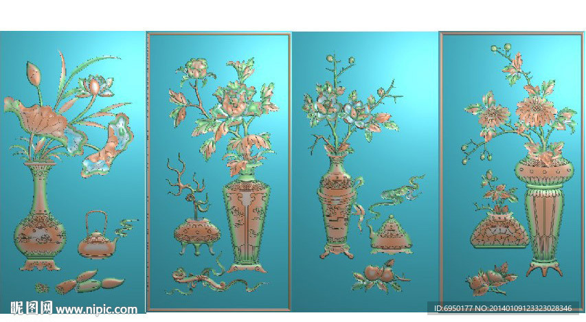 四季花瓶精雕JDP