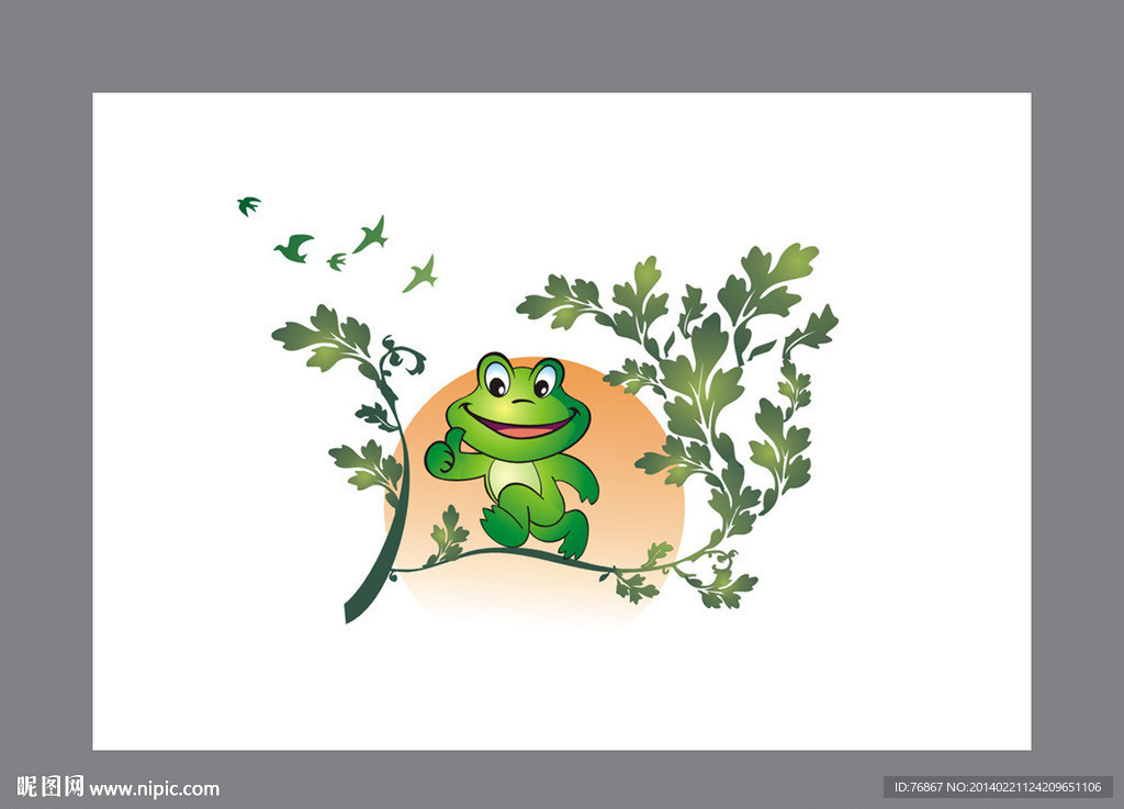 青蛙 缠枝 藤蔓