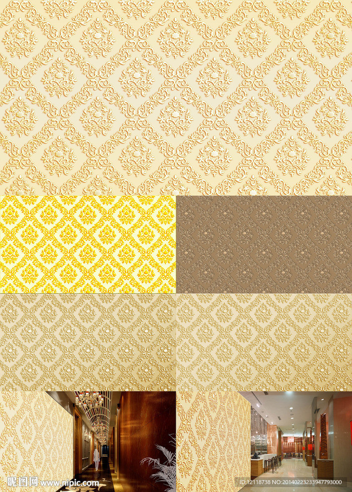 金色玉石浮雕花纹雕刻