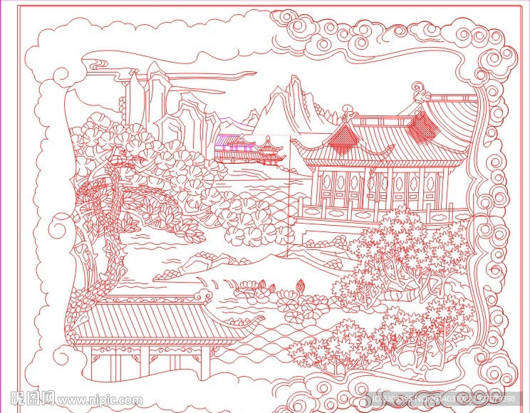 祥云边框 (路径未闭合)