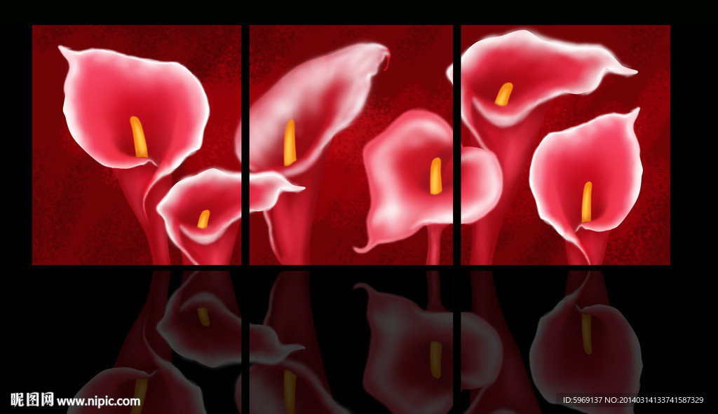 装饰画背景墙马蹄莲