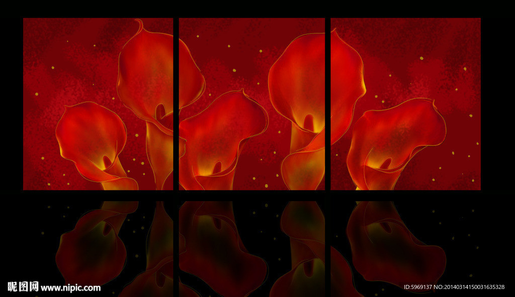 无框装饰画油画马蹄莲