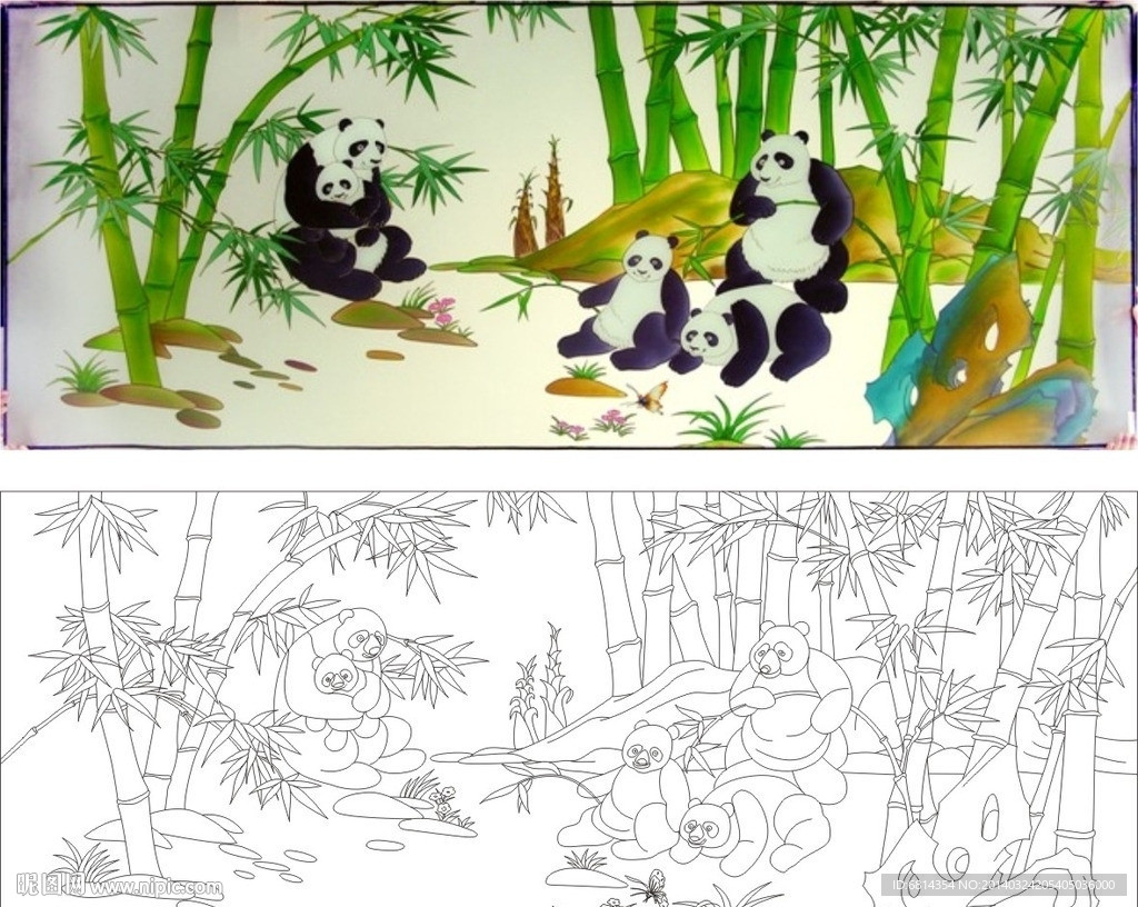 熊猫 竹林 （注路径未闭合）