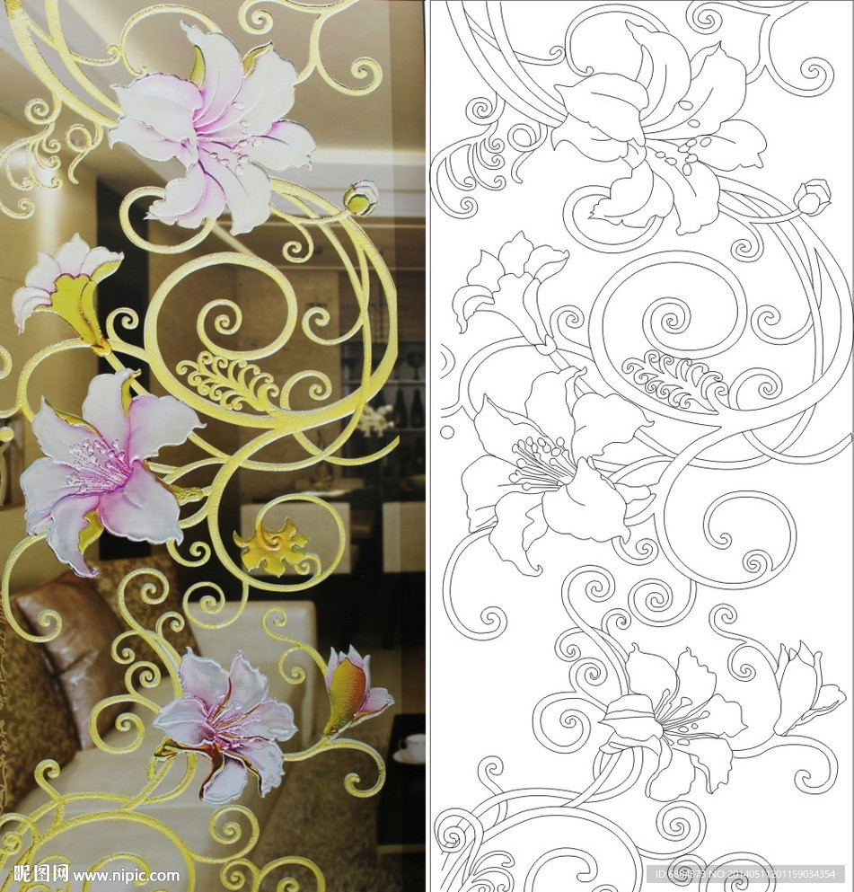 百合花 欧式花 线条