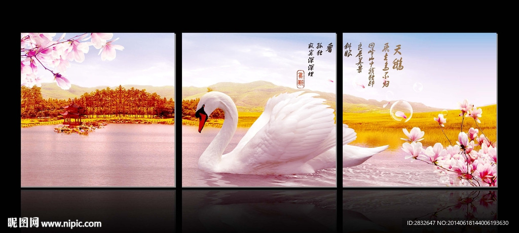 天鹅 无框画 板画