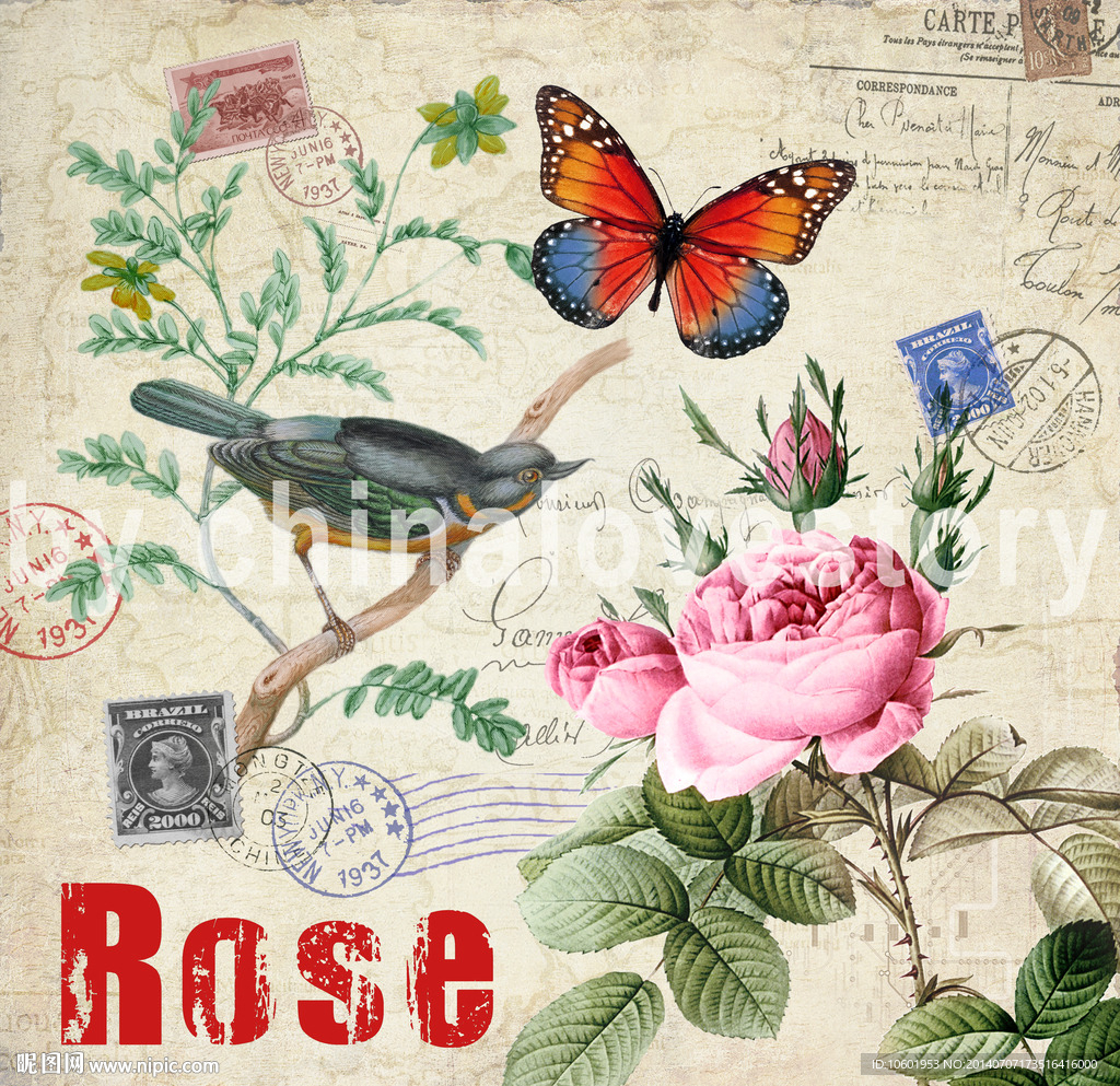 欧美风格花鸟装饰画