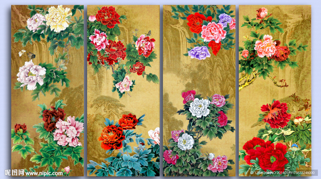 牡丹屏风