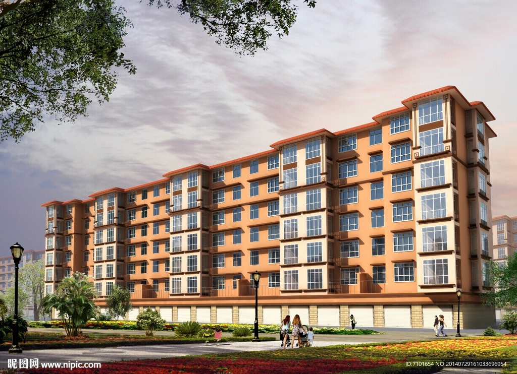 多层住宅模型 车库