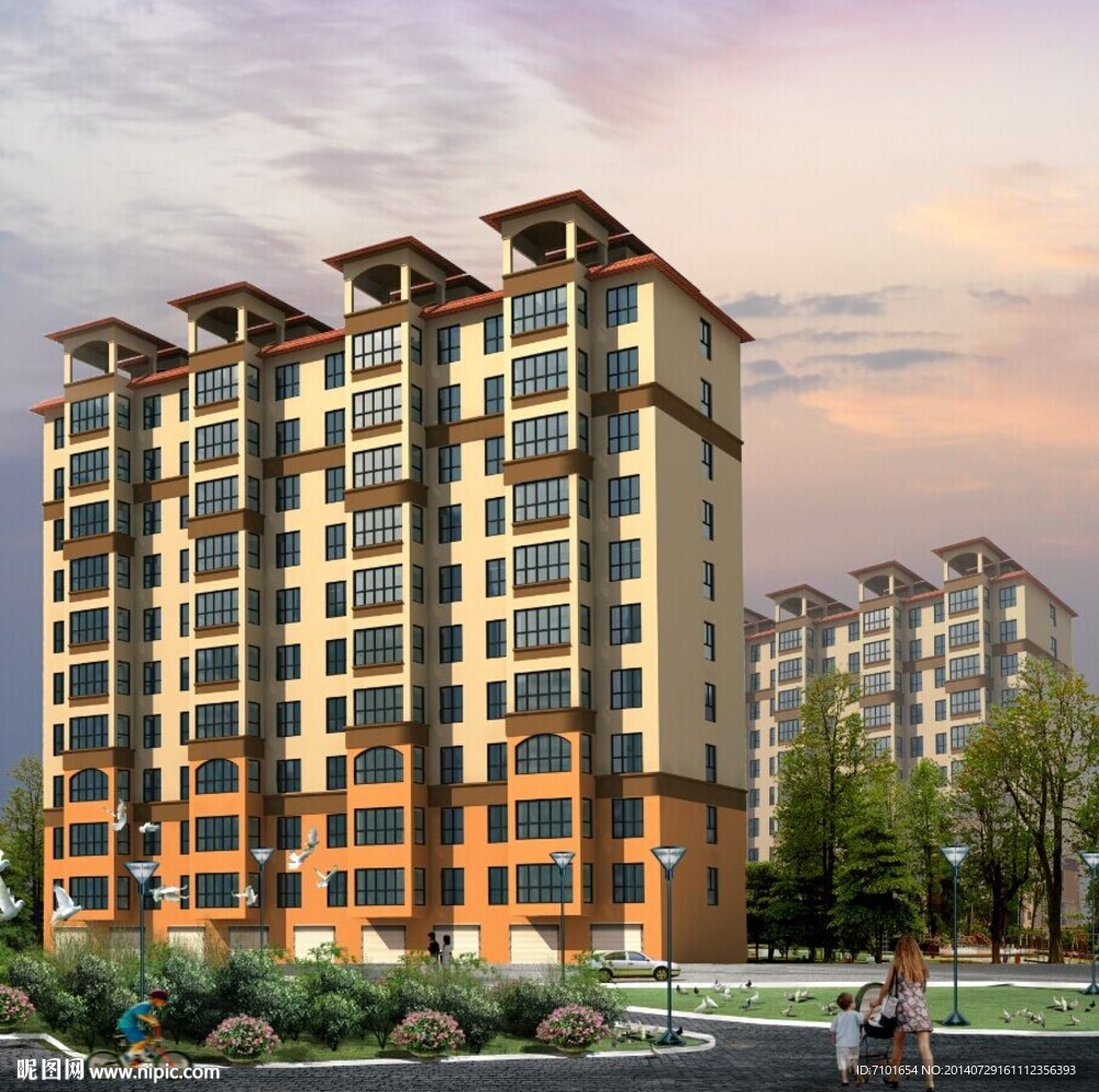 小高层效果图 车库