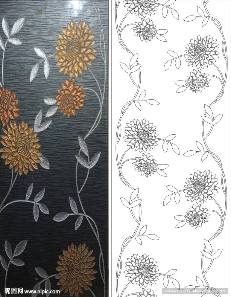 黄色花 线条图 叶子