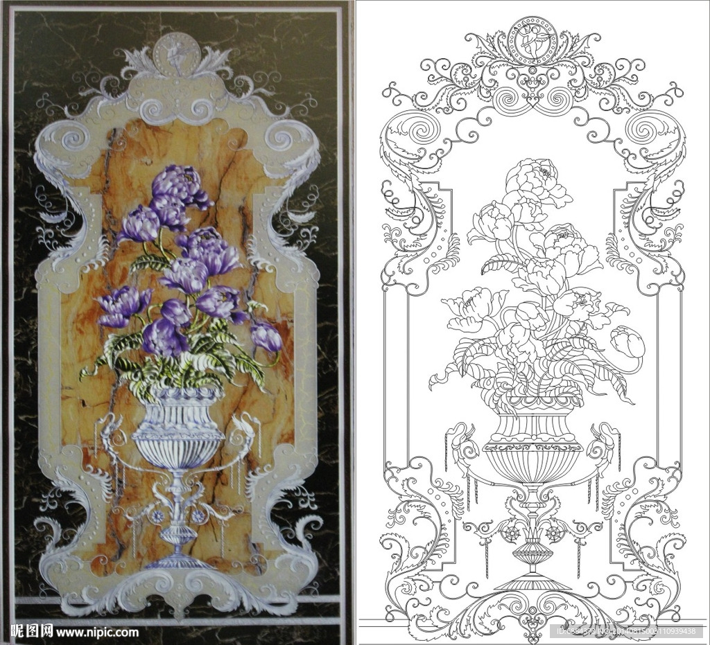 欧式花 线条图 郁金香