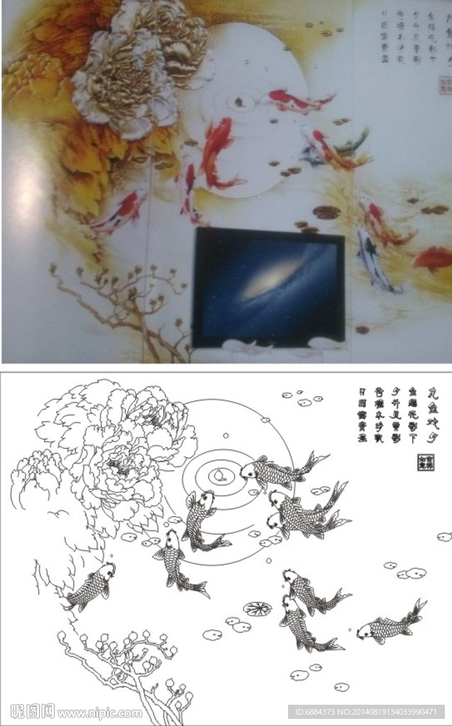 牡丹鱼 九鱼追月