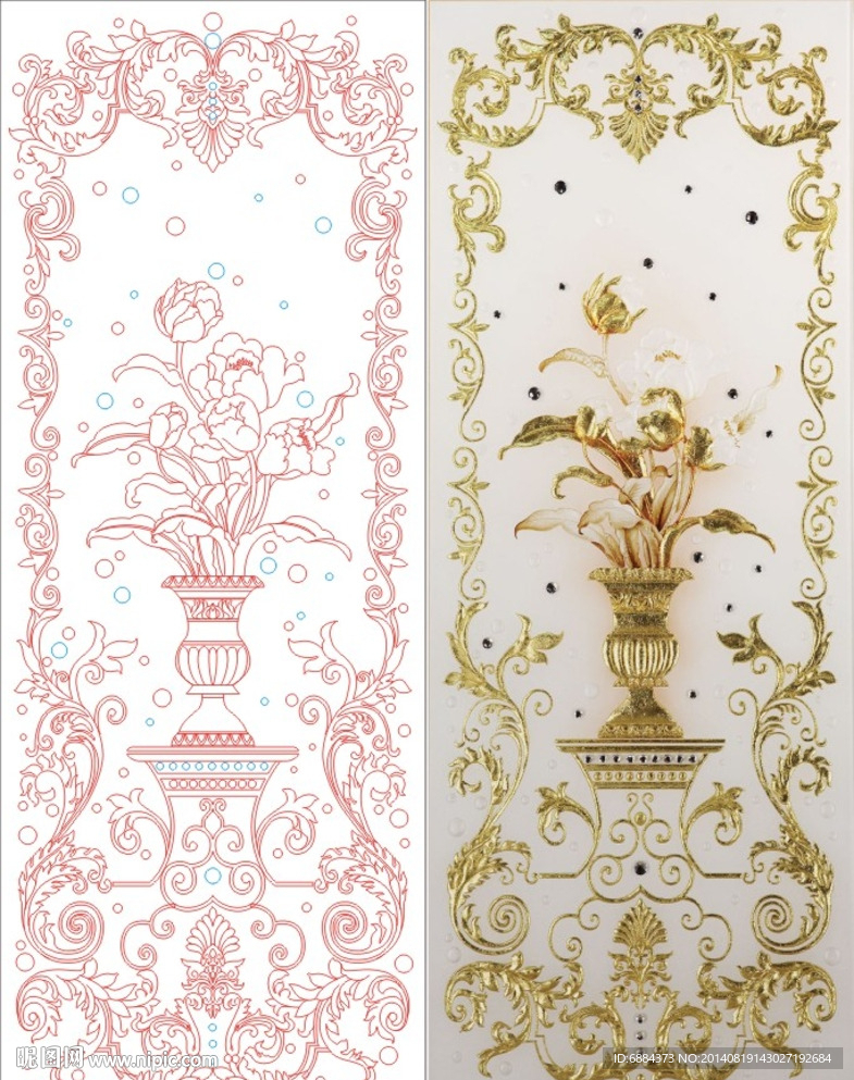 欧式花 线条图 郁金香