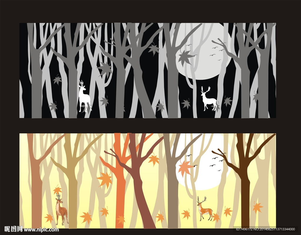 树林无框画图片