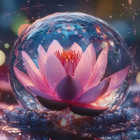 梦幻莲花绽于晶莹气泡中