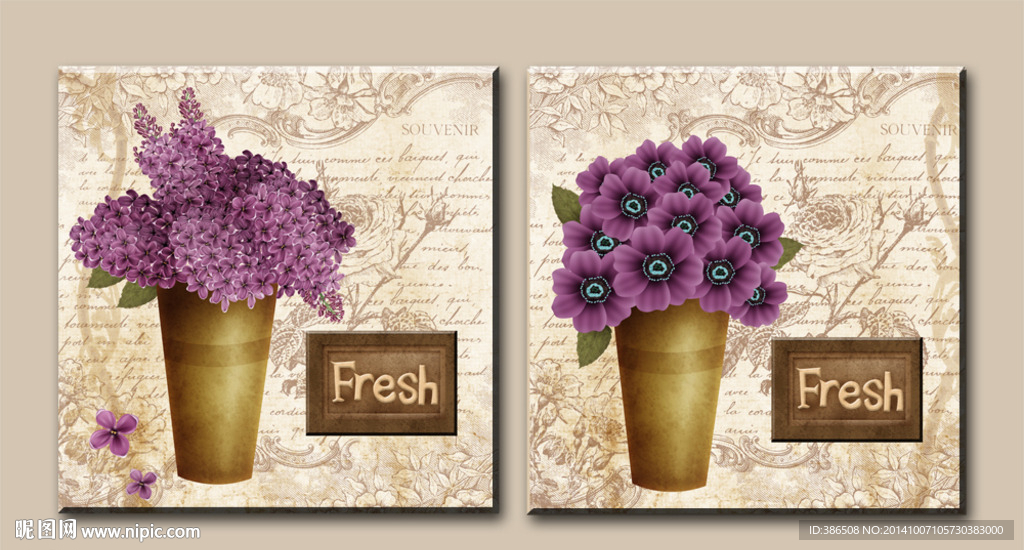 无框画欧式花卉田园风