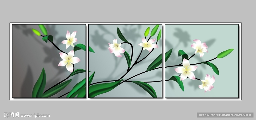 百合花无框画烤瓷浮雕