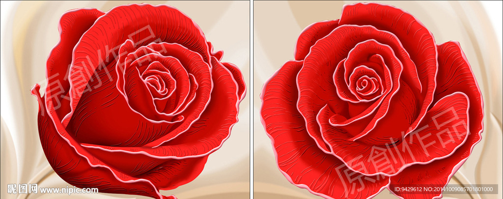 欧美大师玫瑰墙画