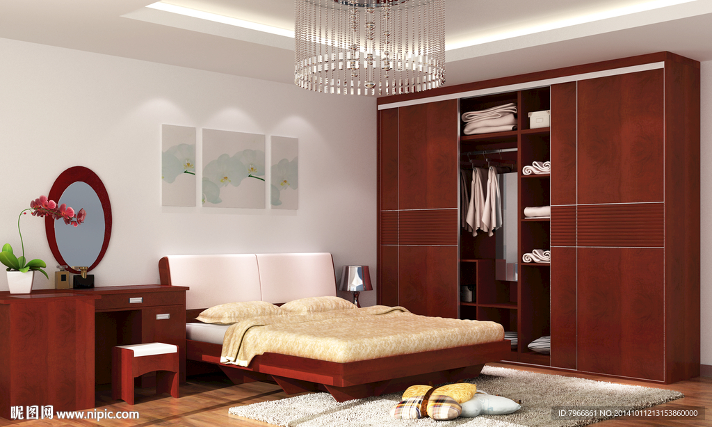 红木卧室家居效果图