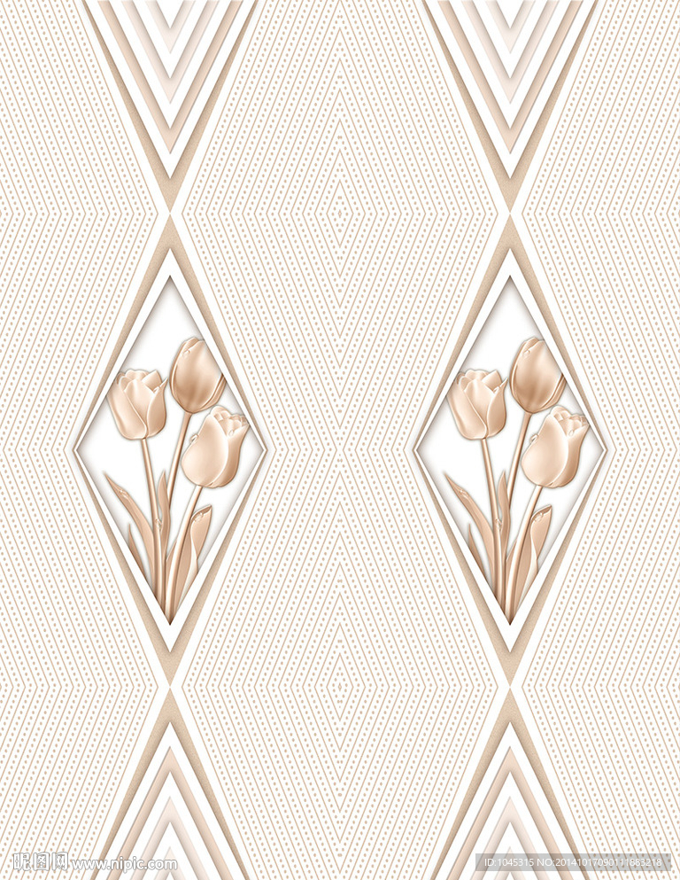 移门 百合花 菱形