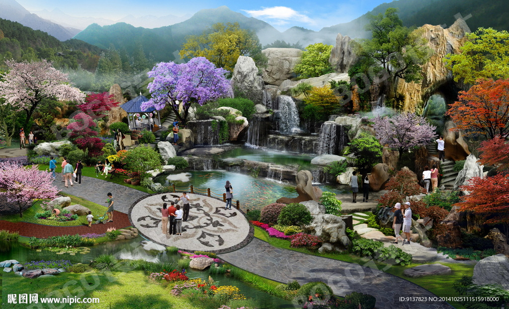 超霸气假山水池景观