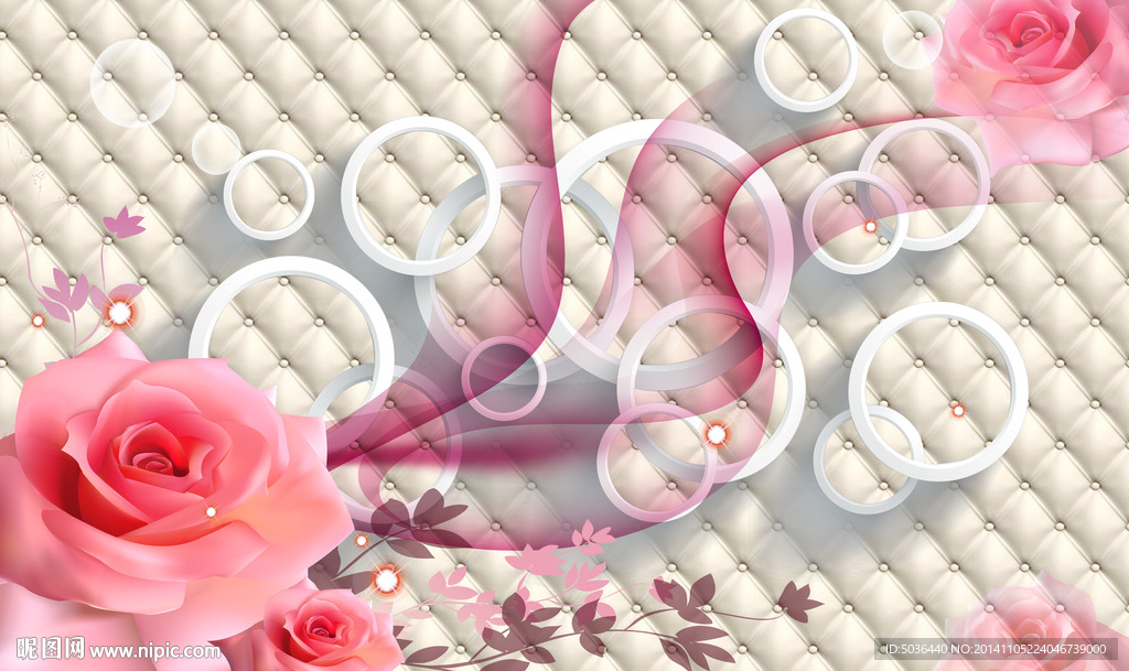 3D梦幻花朵电视背景墙