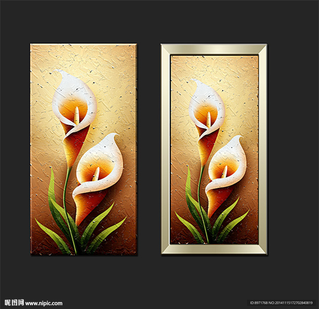 高清手绘马蹄莲无框画