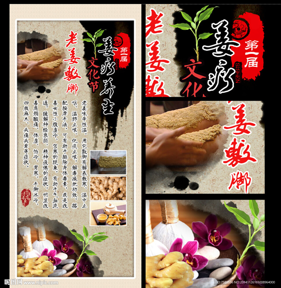 姜疗养生文化海报展架