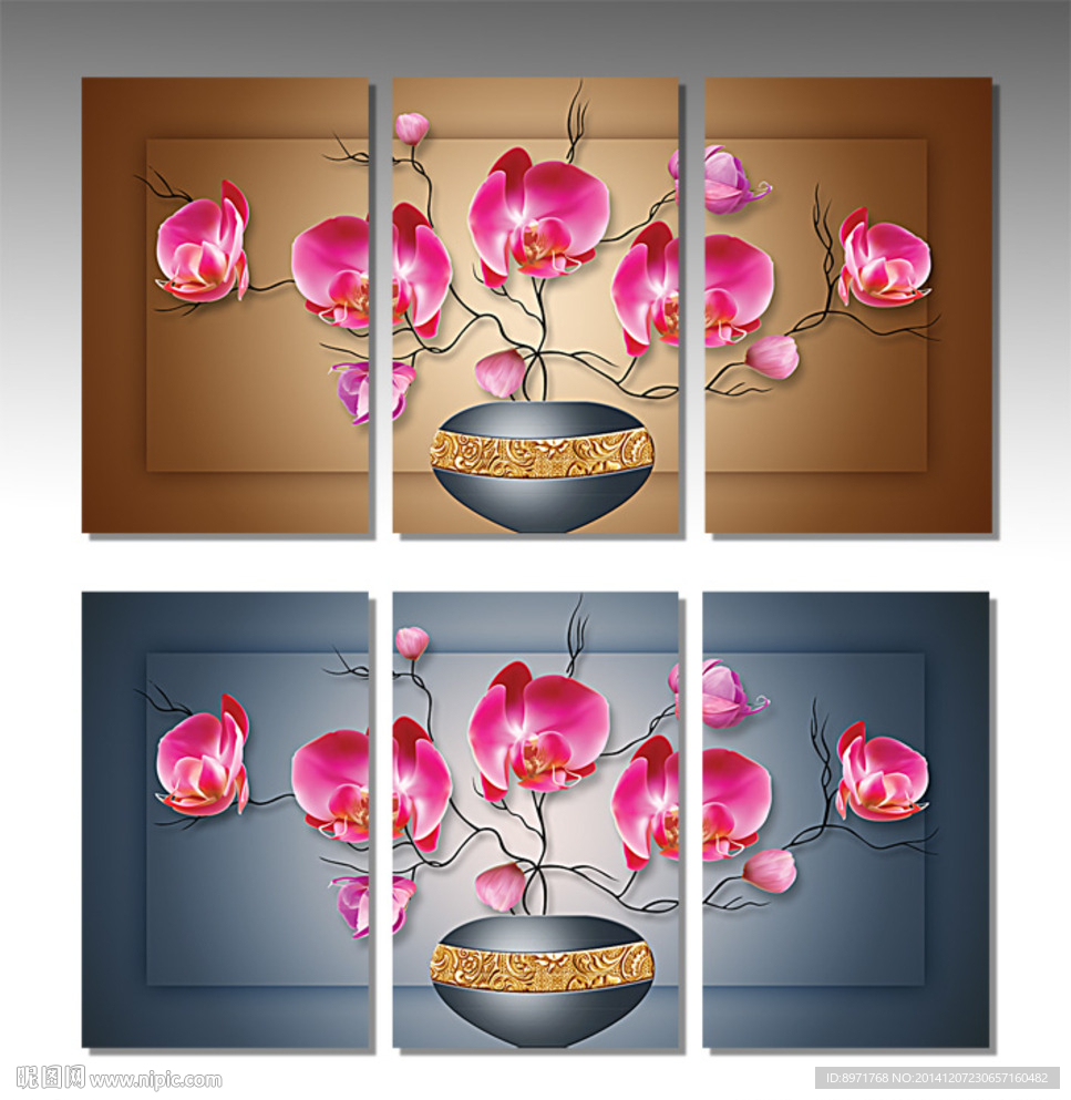 抽象蝴蝶兰无框画