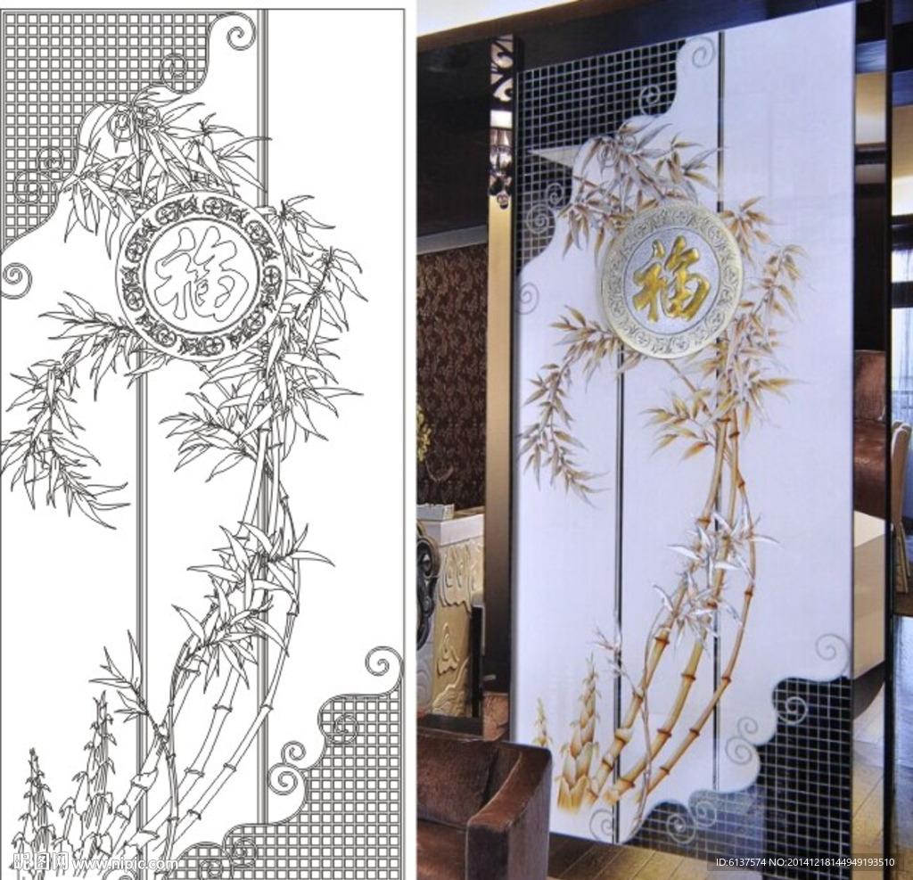 艺术玻璃-竹报平安