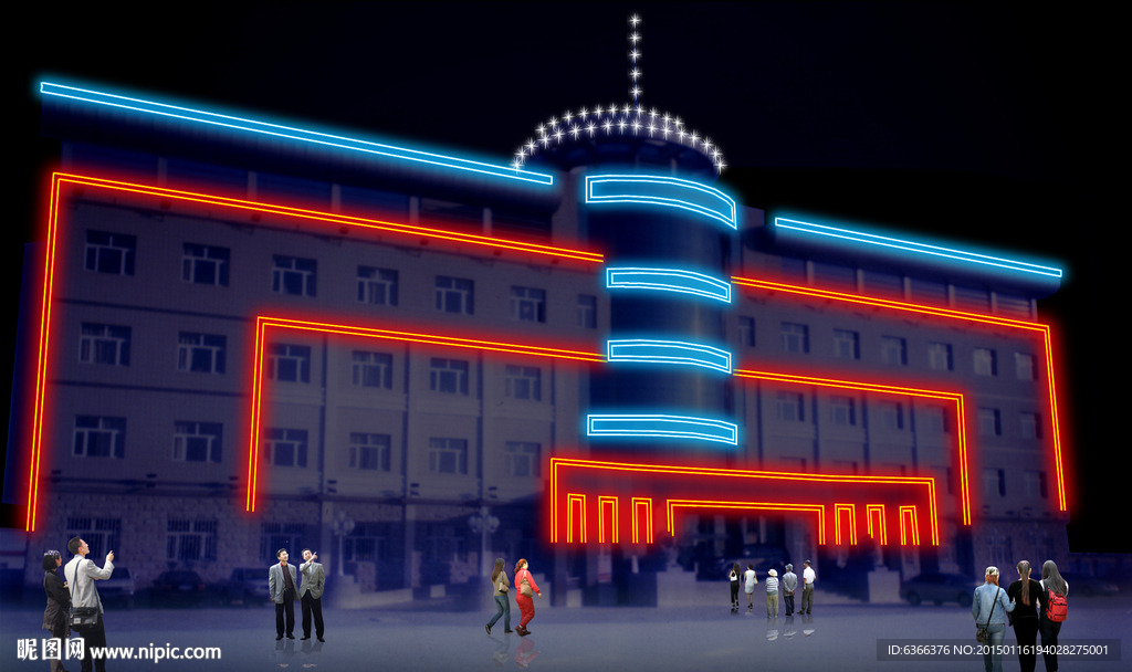 霓虹灯 亮化 办公楼 灯光