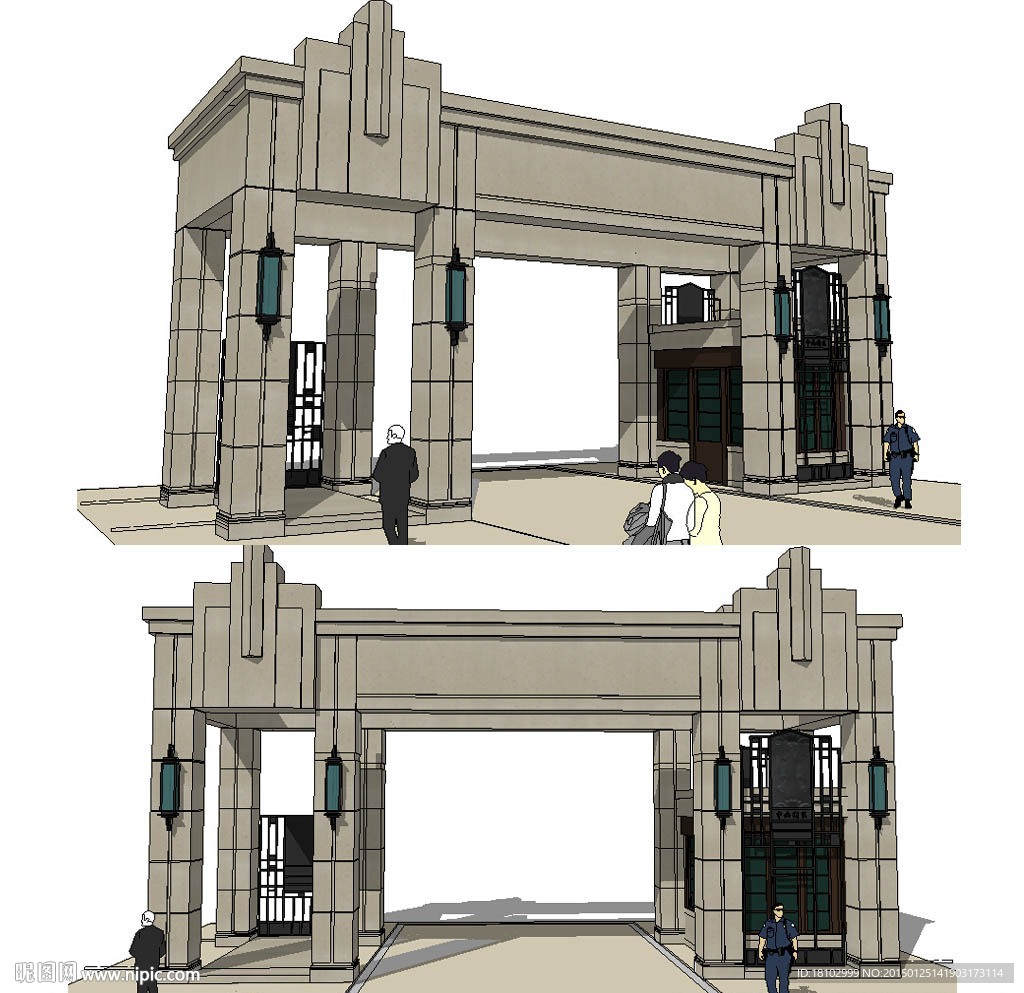 古典风格入口建筑sketchu
