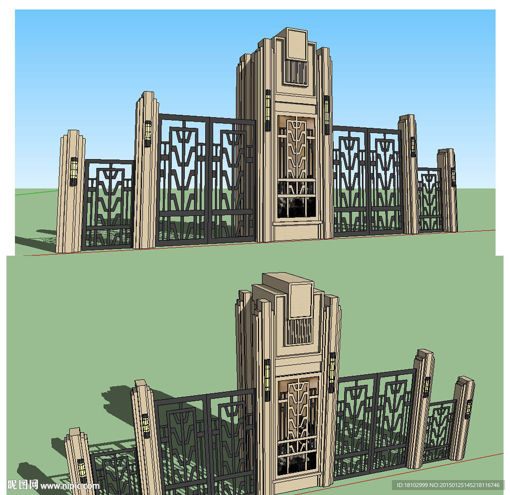 欧式古典铁艺大门SU模型