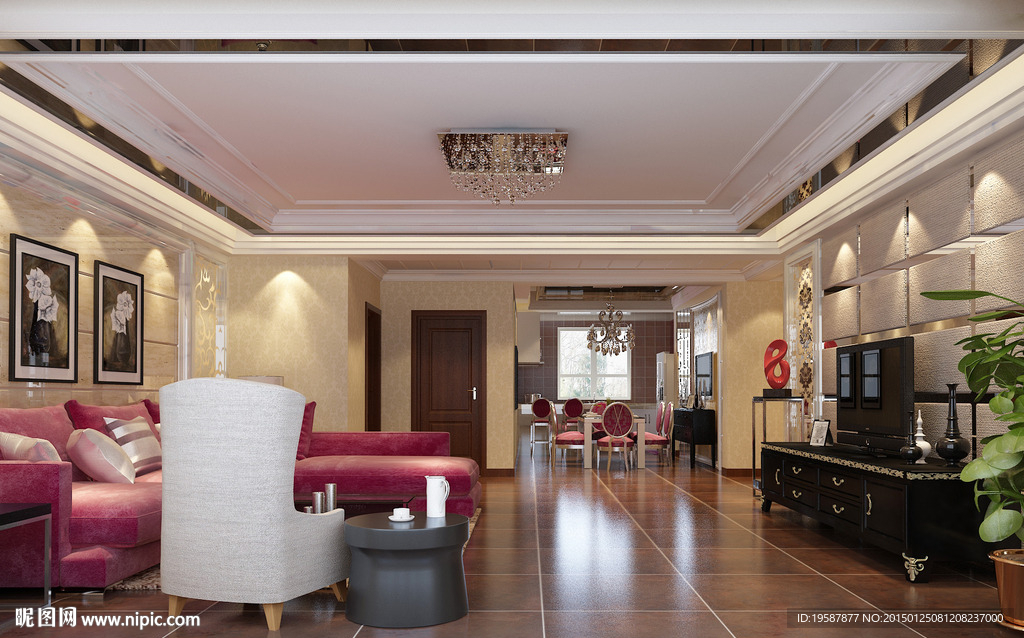 现代欧式古典风格客餐厅