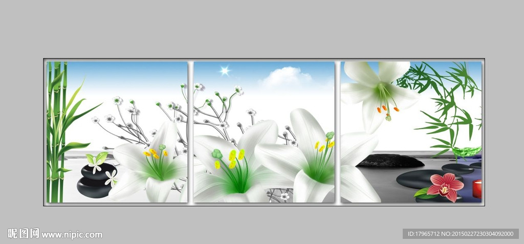 百合花卉无框画