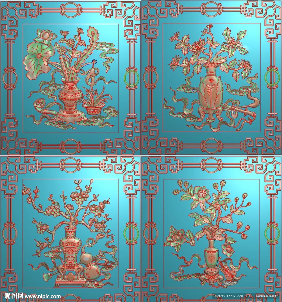 四季花八宝电视柜精雕